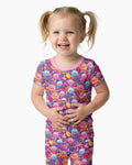 Rainbow Glitter Dumplings Bamboo Two Piece Short Sleeve Pajama Set