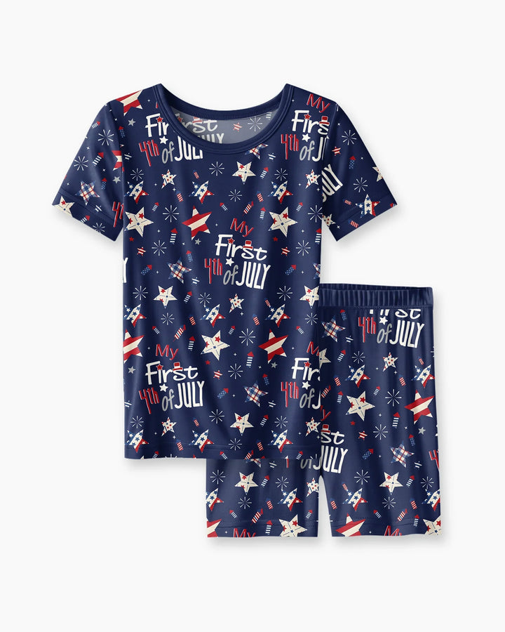Schlafanzug-Set zweiteilig, kurze Ärmel, kurze Hose, Bambus