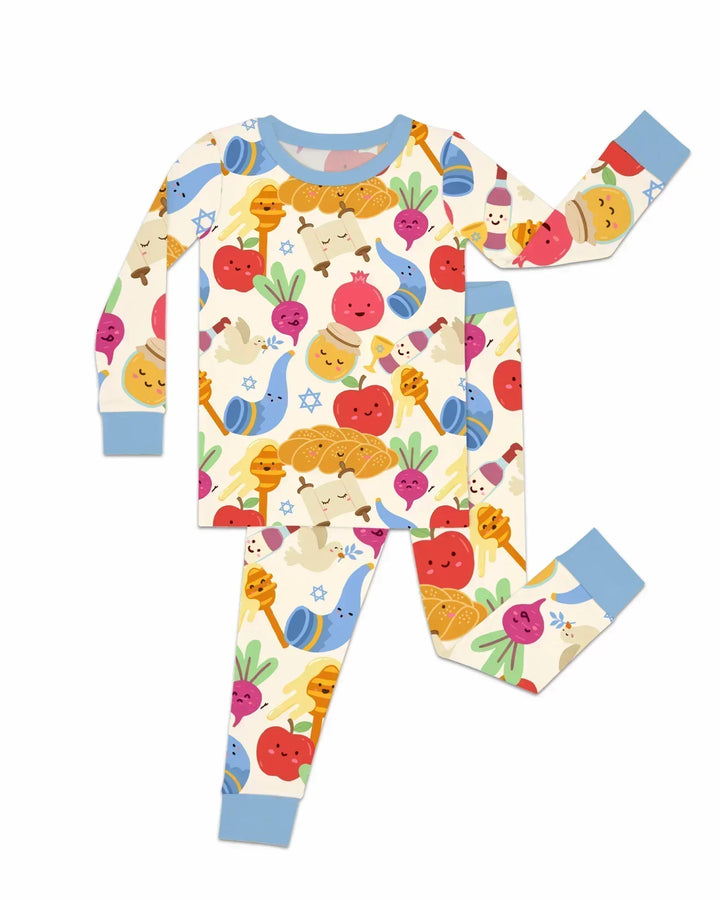 Zweiteiliges Langarm-Pyjama-Set mit Sommerfrüchten
