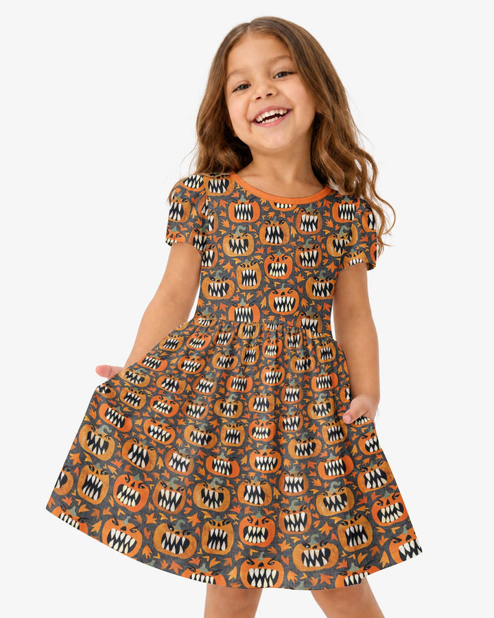 Pumpkin Monsters Bamboo Twirl Dress