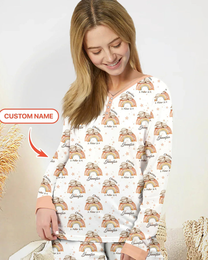 Ausgewählt als eigenes Custom Name Bambus Damen Pyjama Set