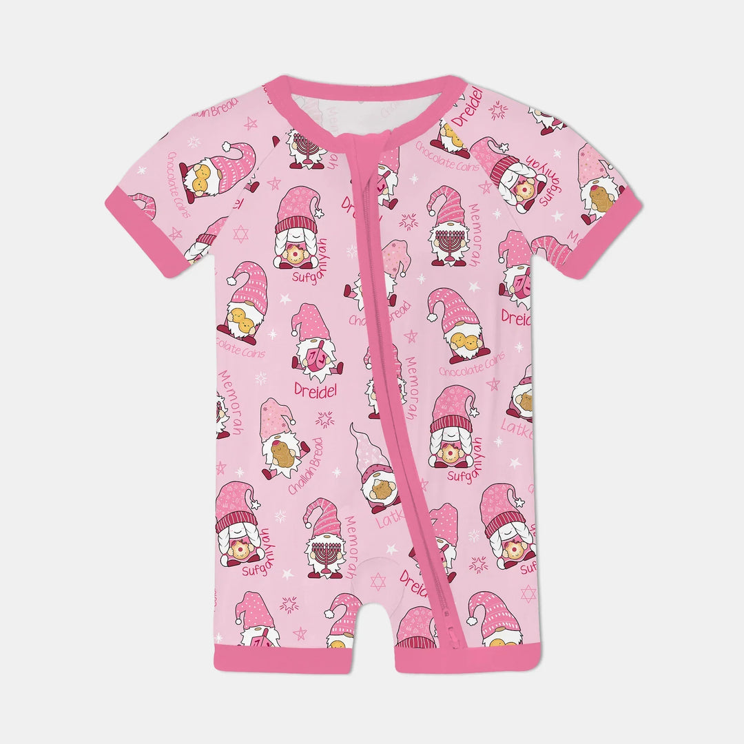 Happy Hanukkah Matching Family Shorty Zippy , Happy Hanukkah Matching Family Shorty Zippy - 0-3M / Girl