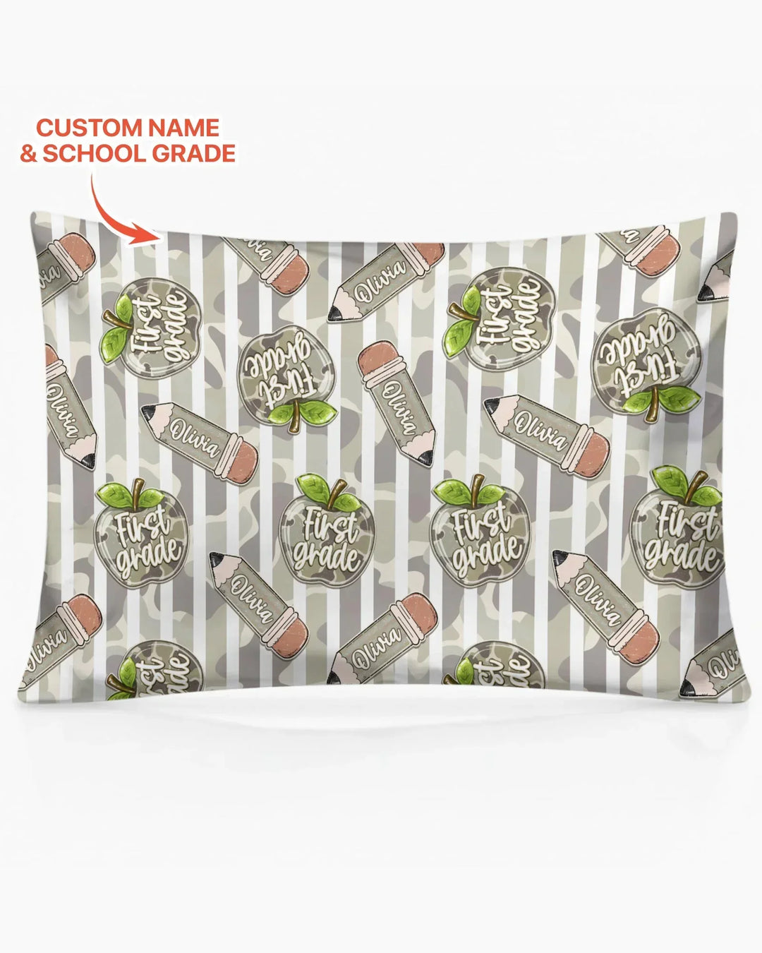 Custom Name Camo Apple Days Bamboo Pillow Case