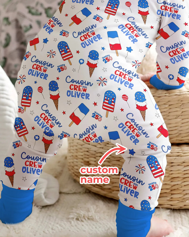 Custom Name 4th of July Cousin Crew Bamboo Convertible Zippy