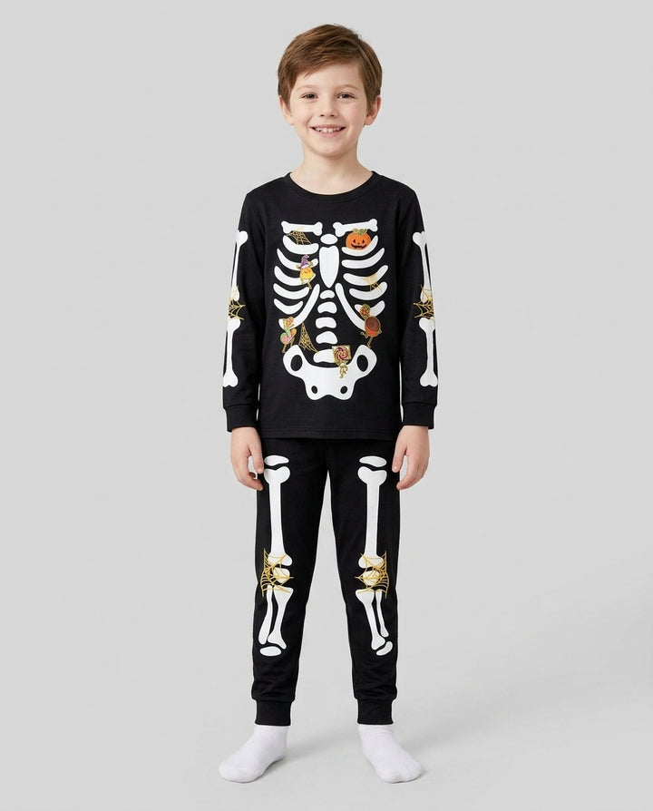 Halloween Skeleton Candy Bamboo Two Piece Long Sleeve Pajama Set