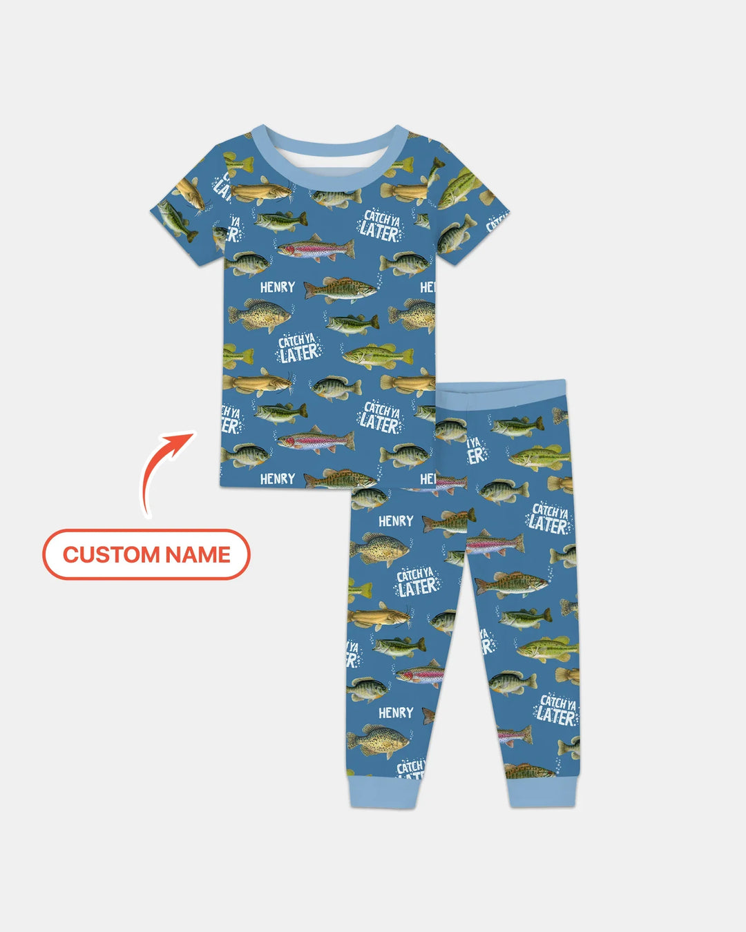 Catch Ya Later Matching Daddy & Me Bamboo Two Piece Short Sleeve Pajama Set