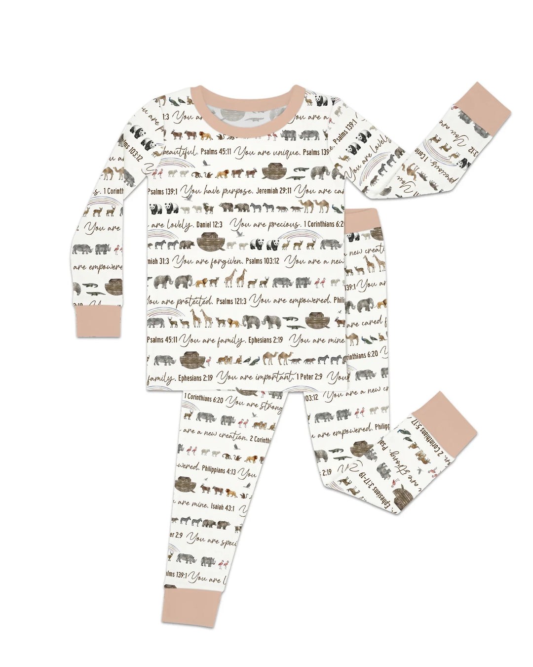 Biblical Noah's Ark Bamboo Two Piece Long Sleeve Pajama Set