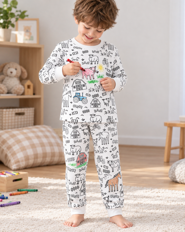 Barnyard Bash Colorable Bamboo Two Piece Pajama Set