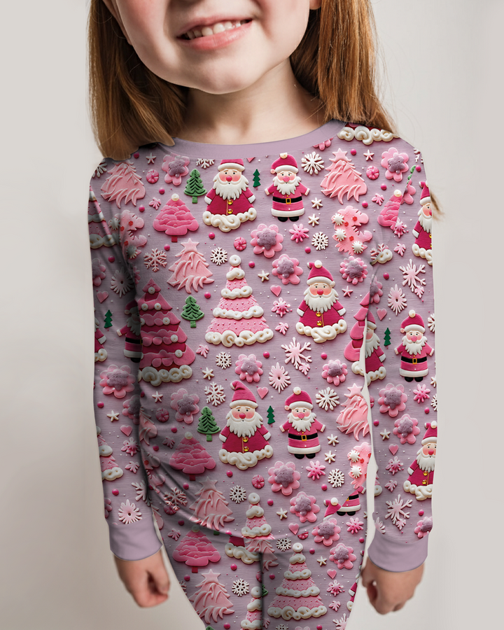 Pink Snowmen Bamboo Two Piece Long Sleeve Pajama Set