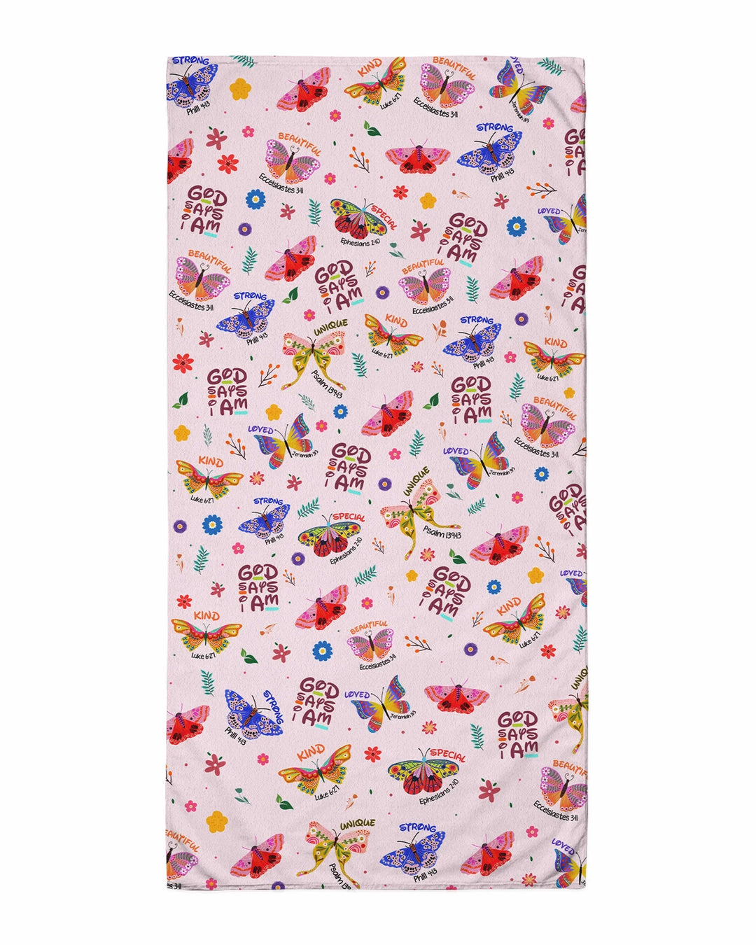 God says I am Butterfly Bamboo Beach Towel