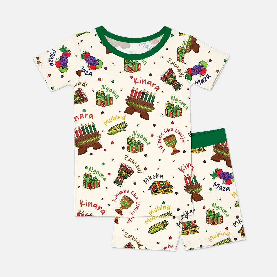 Template Zweiteiliges Pyjama-Set mit kurzen Ärmeln und Shorts