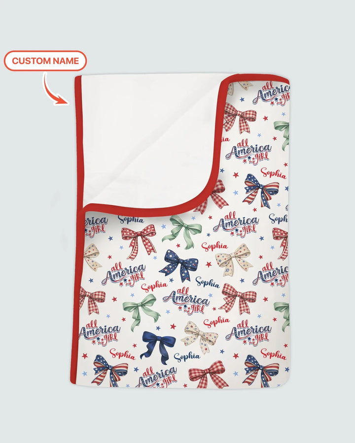 Custom Name All American Girl Bamboo Blanket