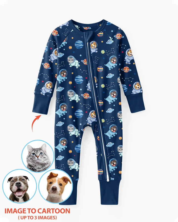 Astronaut Custom Pet Image Family Matching Bamboo Convertible Zippy