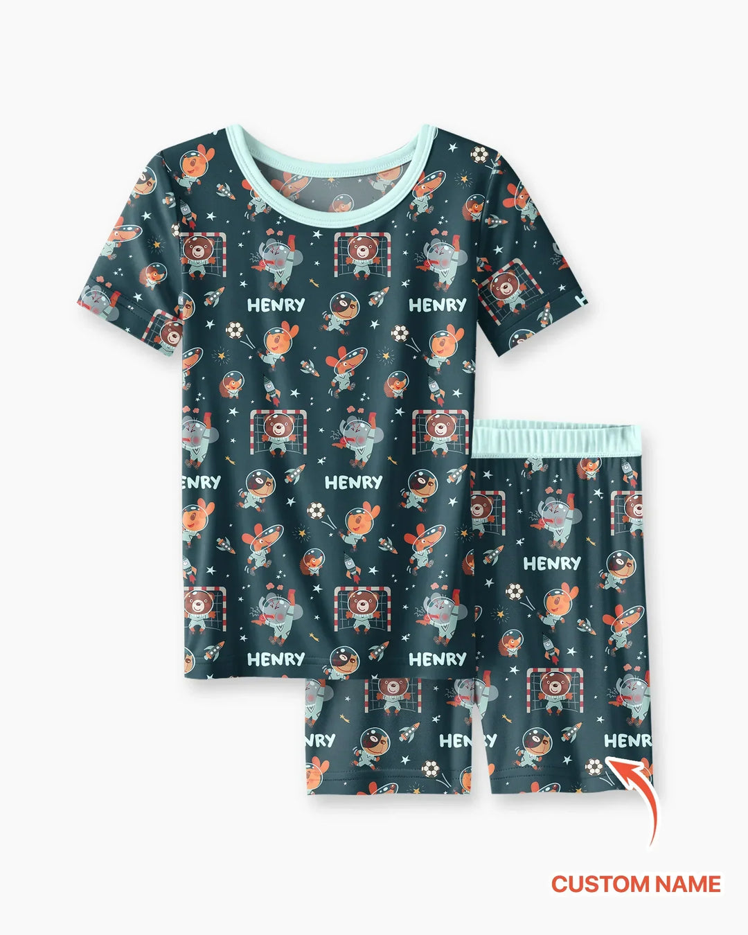 Zweiteiliges Pyjama-Set mit kurzen Ärmeln und Shorts im Sommer-Design