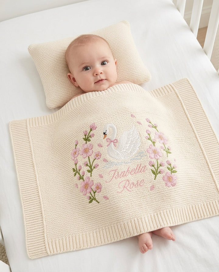 Blossom Swan Baby Cotton Blanket