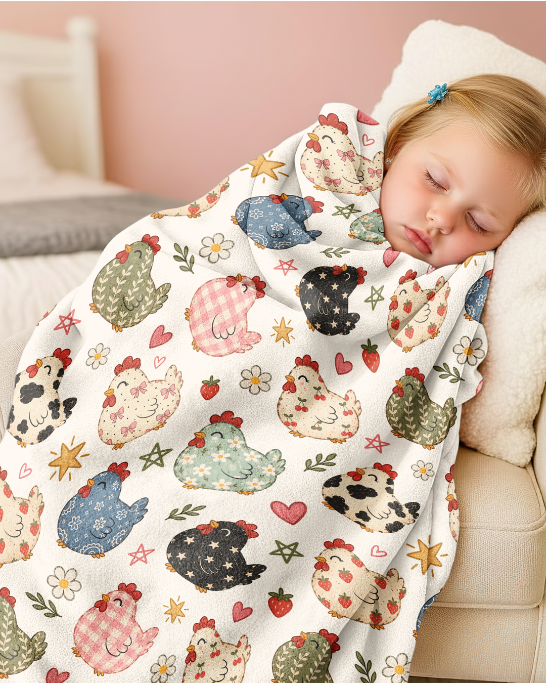 Playful Farm Chicken Bamboo Blanket