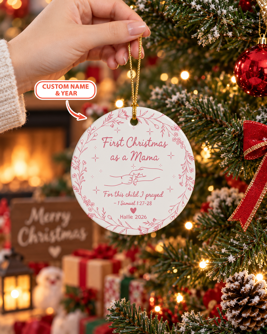 Christian First Christmas Mama Ceramic Ornament