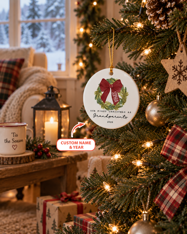 First Christmas As Grandparents Ceramic Ornament