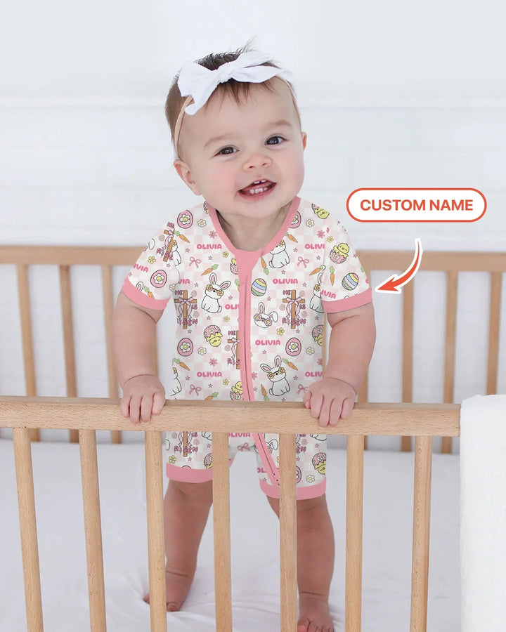 Custom Name Retro Easter Bamboo Shorty Zippy