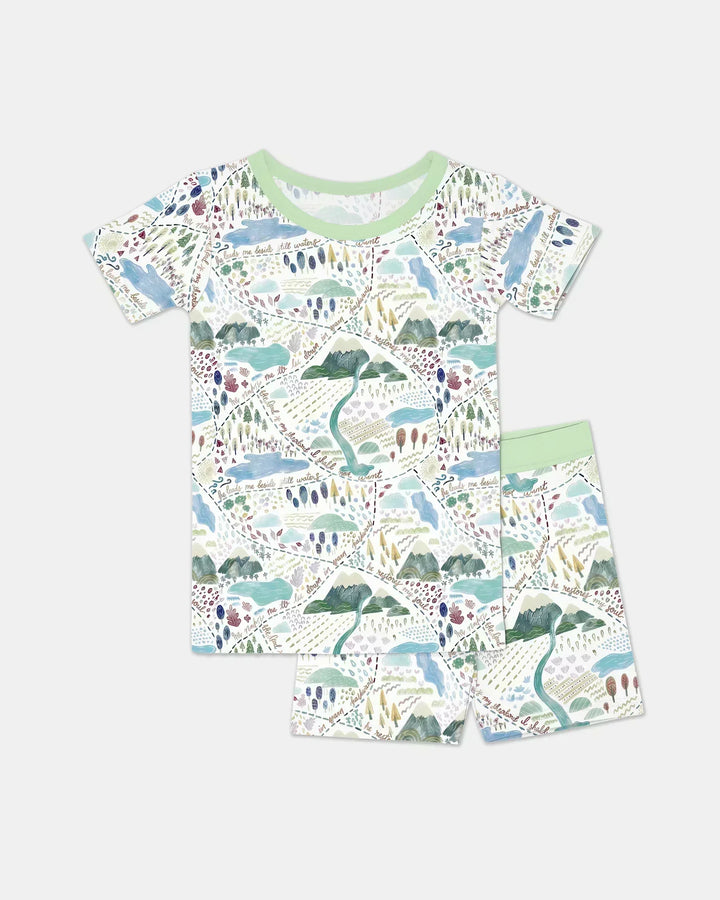 Template Zweiteiliges Pyjama-Set mit kurzen Ärmeln und Shorts