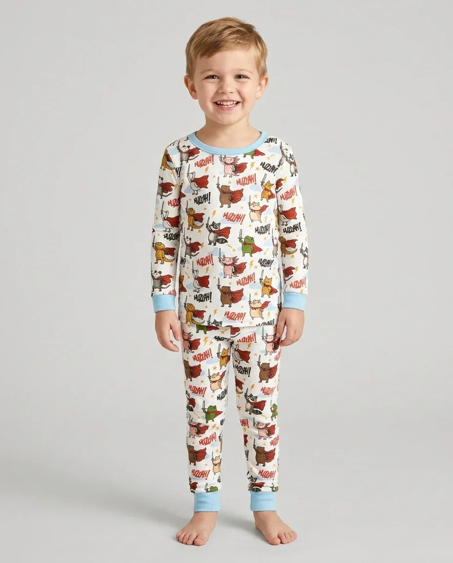 Zweiteiliges Langarm-Pyjama-Set mit Sommerfrüchten
