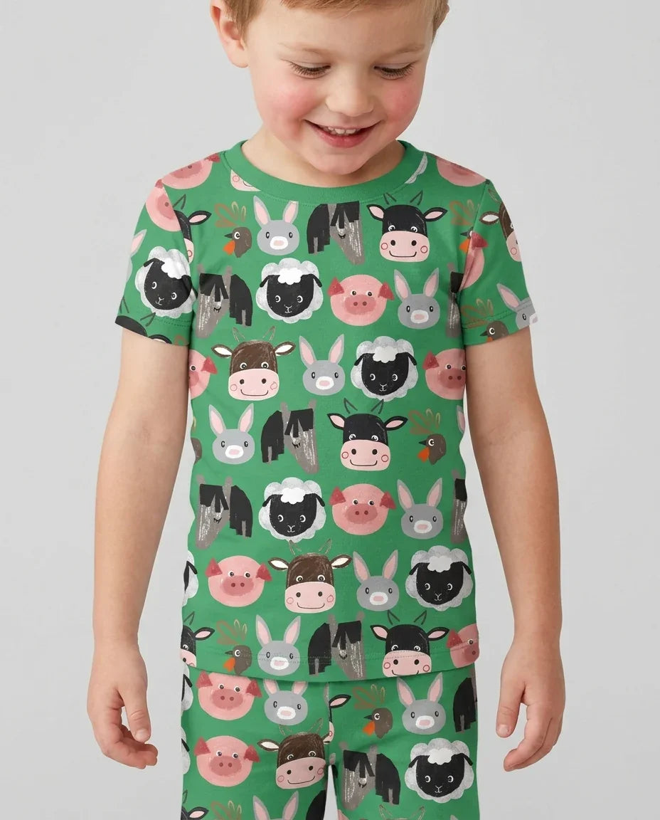 Template Zweiteiliges Pyjama-Set mit kurzen Ärmeln und Shorts