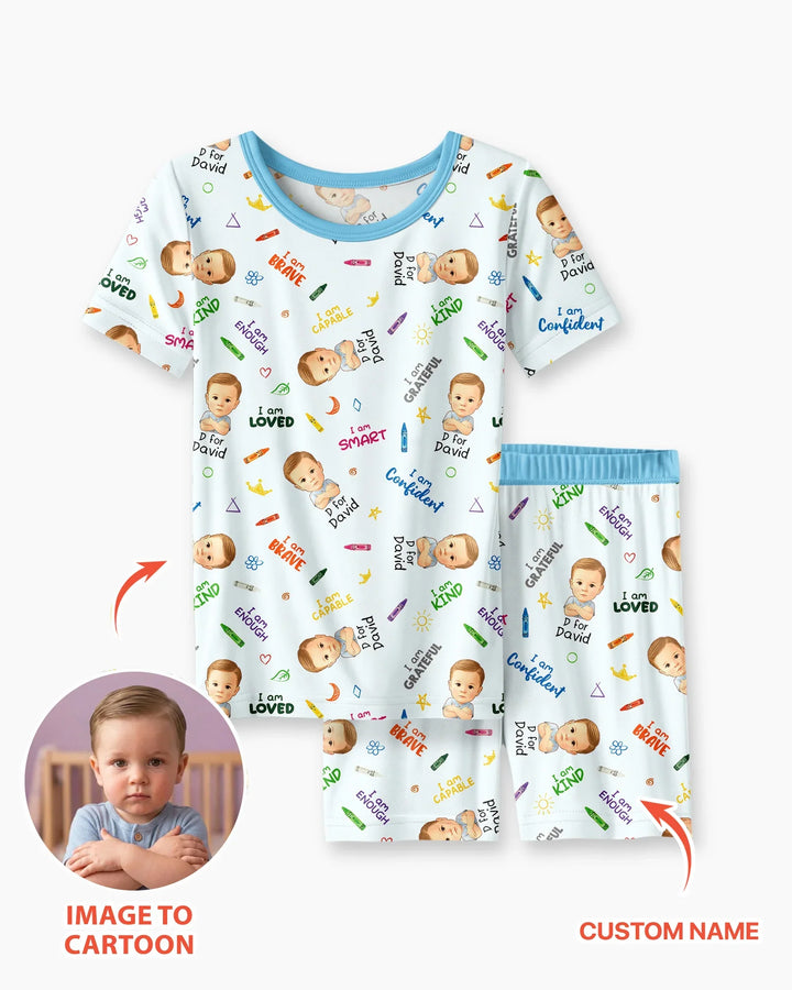 Zweiteiliges Pyjama-Set mit kurzen Ärmeln und Shorts im Sommer-Design