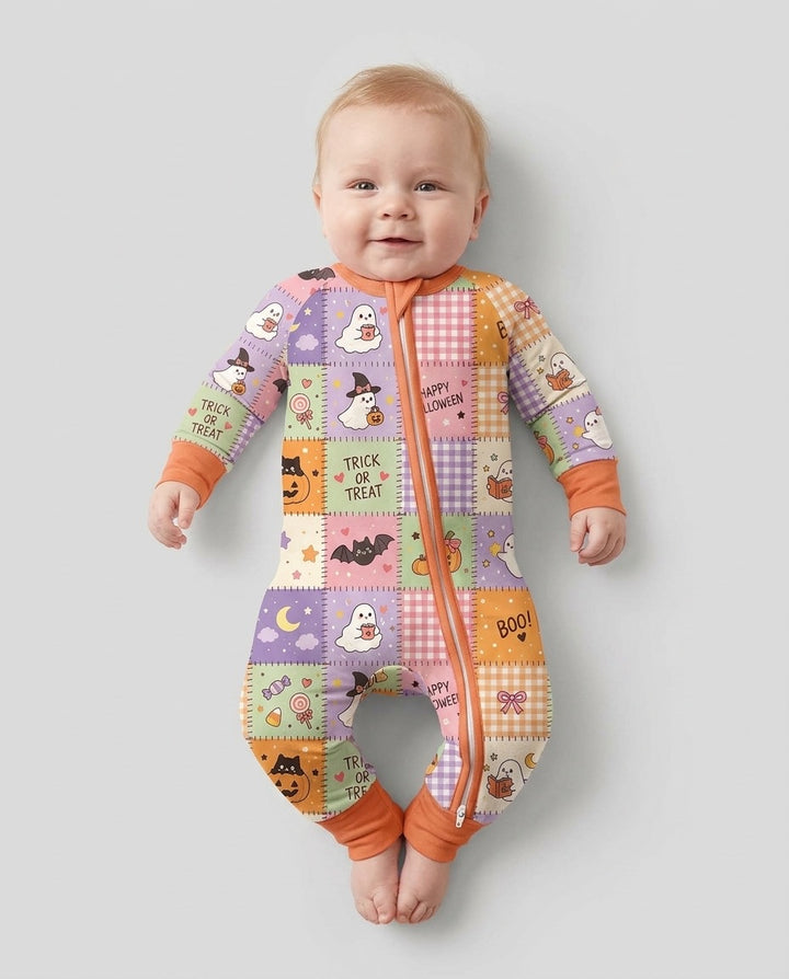 Cute Halloween Trick Or Treat Patchwork Bamboo Convertible Zippy