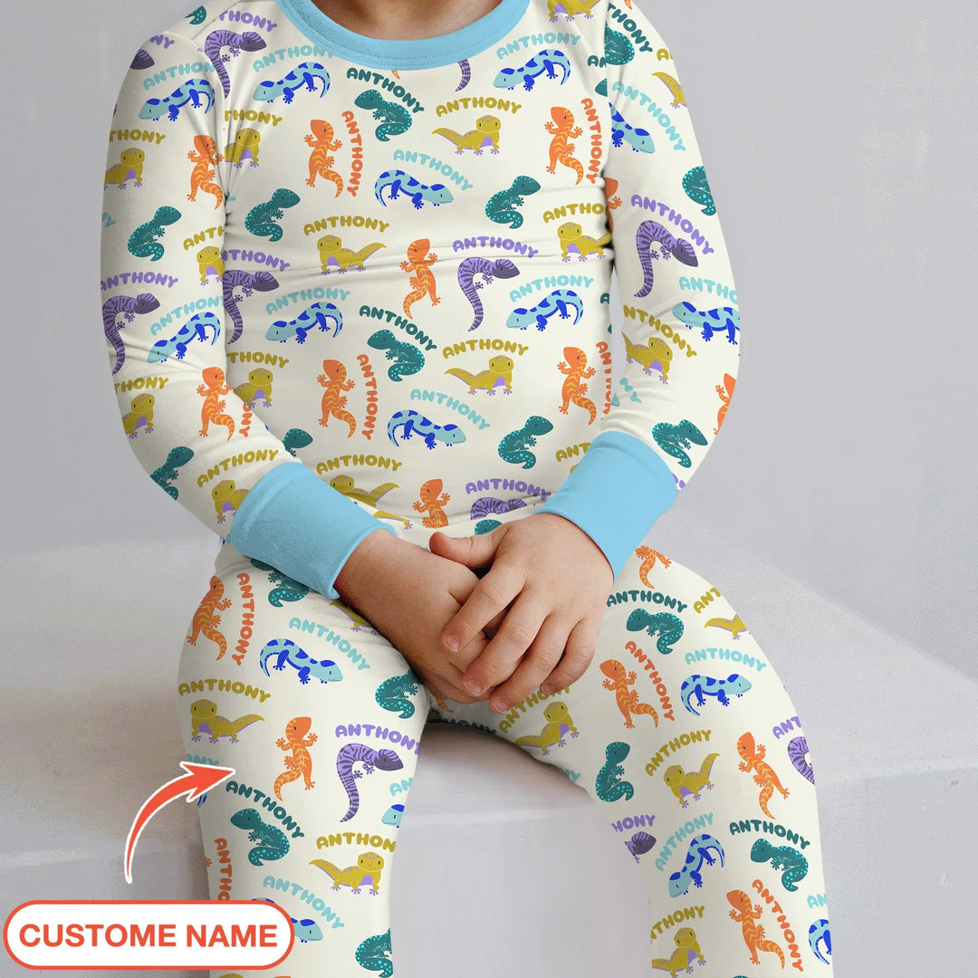 Zweiteiliges Langarm-Pyjama-Set mit Sommerfrüchten