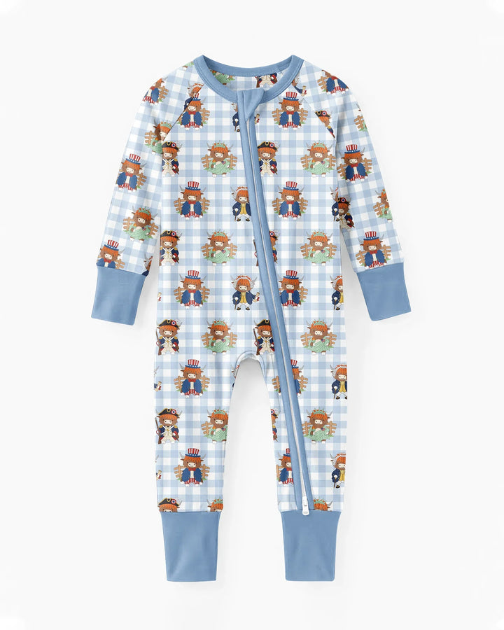 Patriotic 4th of July Highland Cow Bamboo Convertible Zippy
