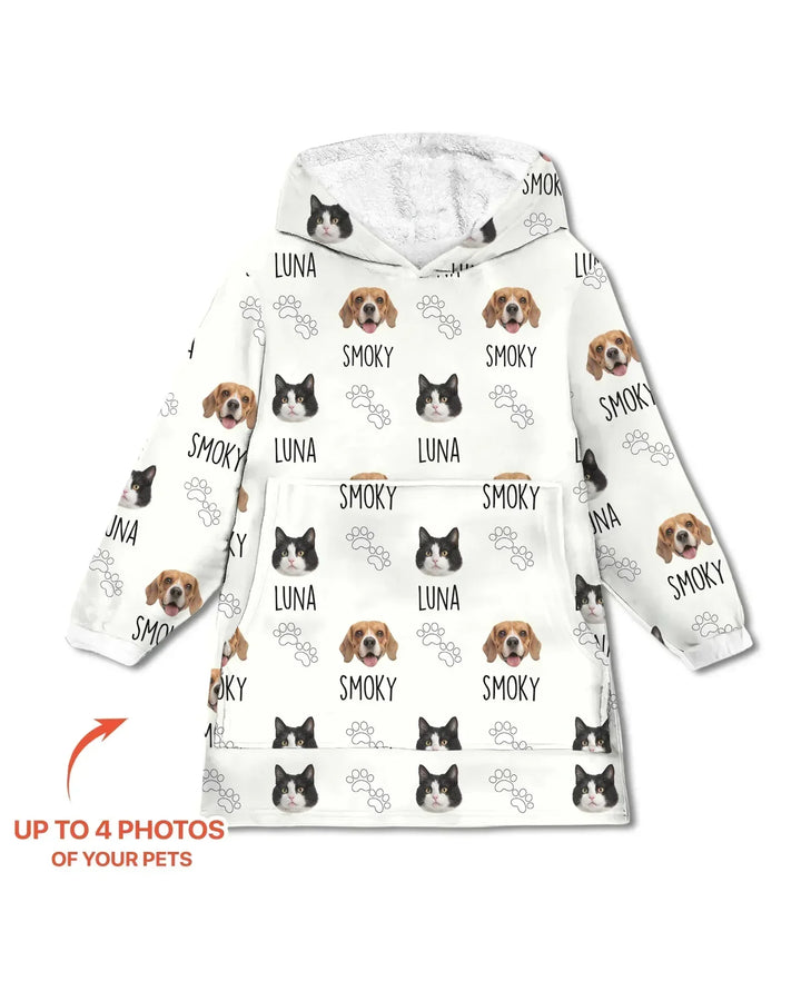 Bambus-Deckenhoodie mit Wunschnamen und Haustierfotos