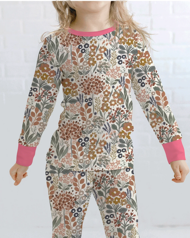 Autumn Meadow Botanicals Bamboo Two Piece Long Sleeve Pajama Set