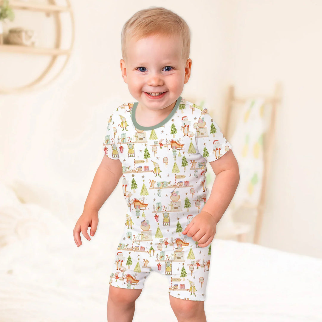 Santa's Workshop Bamboo Two Piece Short Sleeve Shorts Pajama Set