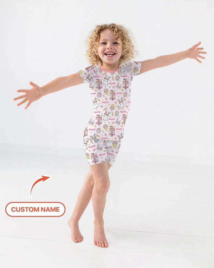 Zweiteiliges Pyjama-Set mit kurzen Ärmeln und Shorts im Sommer-Design