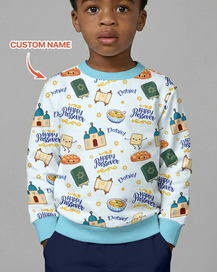 Benutzerdefinierter Name „Pesach Sameach“ Bambus-Rundhals-Sweatshirt