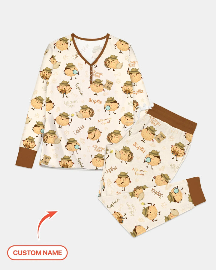 Custom Name Passover Afikoman Bamboo Women Pajama Set