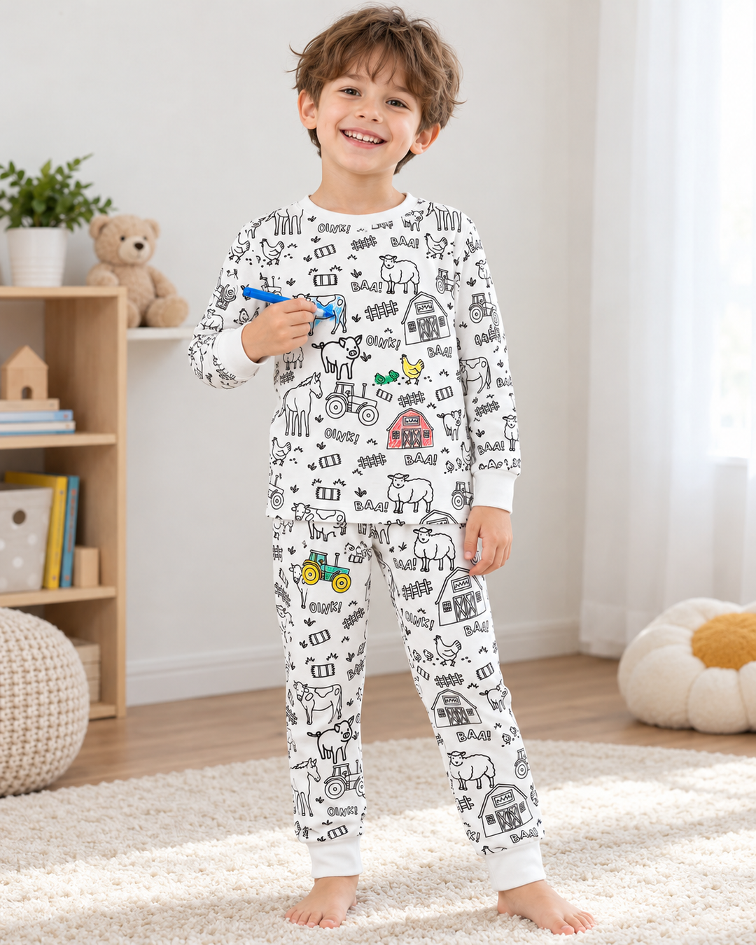 Barnyard Bash Colorable Bamboo Two Piece Pajama Set