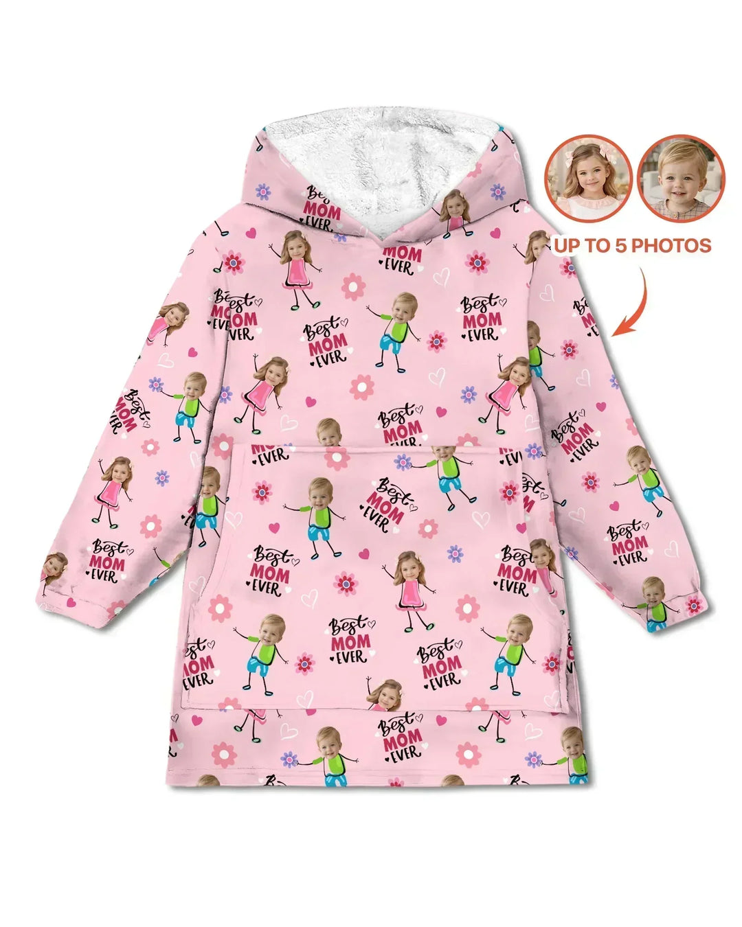 Personalisierbarer Foto "Beste Mama aller Zeiten" Doodle Bambus-Decken-Hoodie