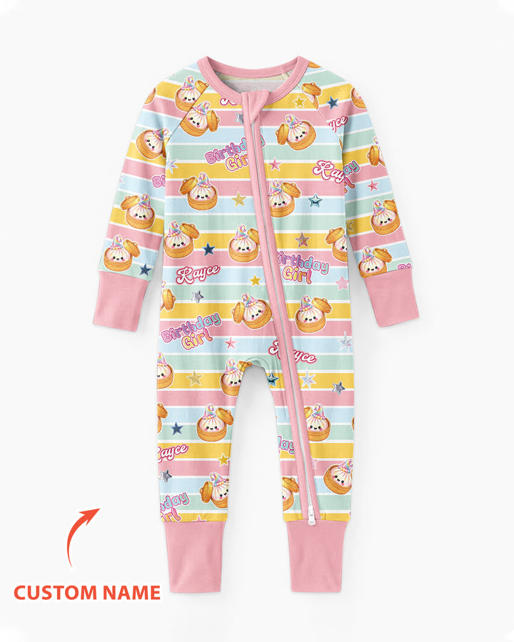 Custom Dumpling Birthday Girl  Bamboo Convertible Zippy