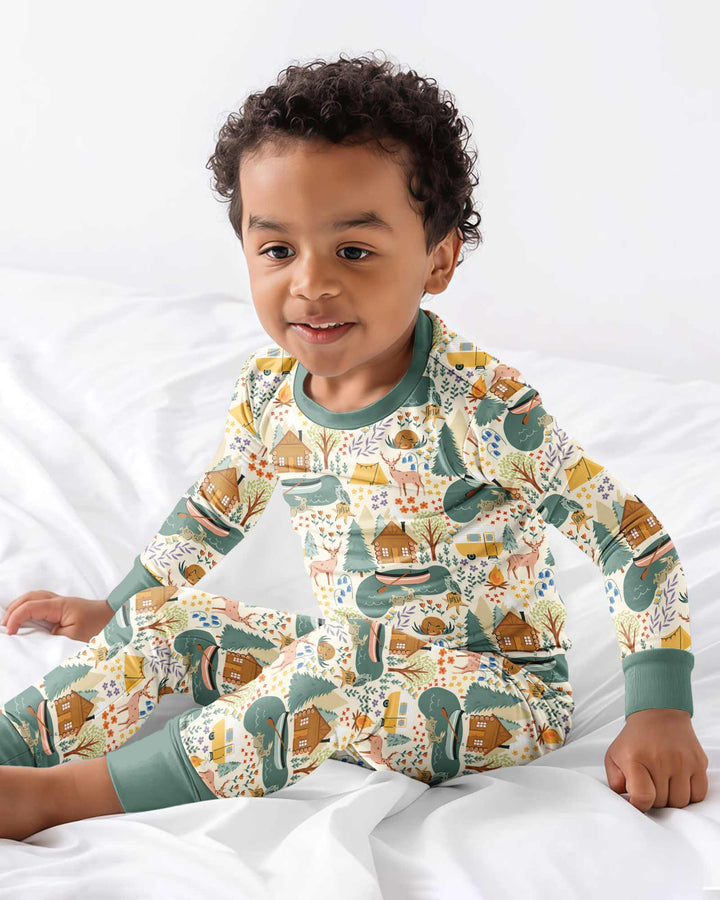 Lake View Camping Bamboo Two Piece Long Sleeve Pajama Set