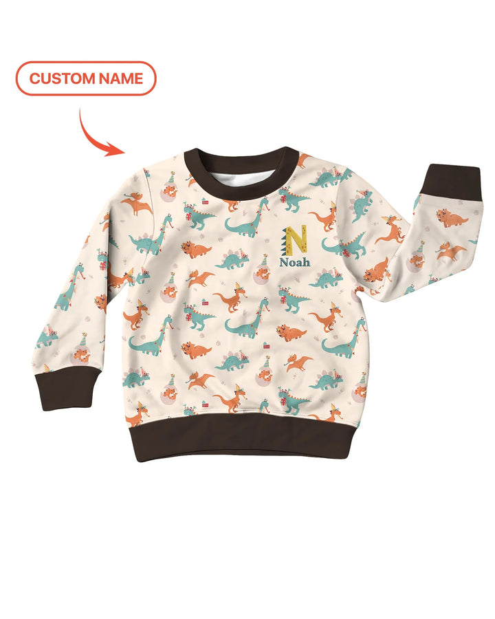 Custom Embroidered Name Dinosaurs Bamboo Crewneck Sweatshirt