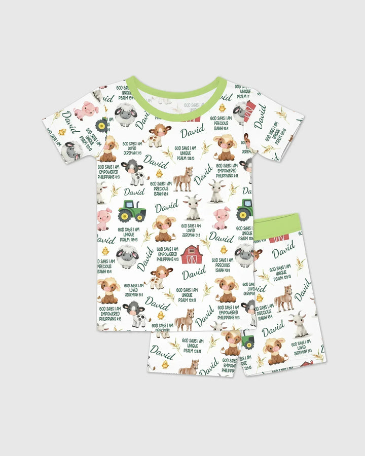 Zweiteiliges Pyjama-Set mit kurzen Ärmeln und Shorts im Sommer-Design