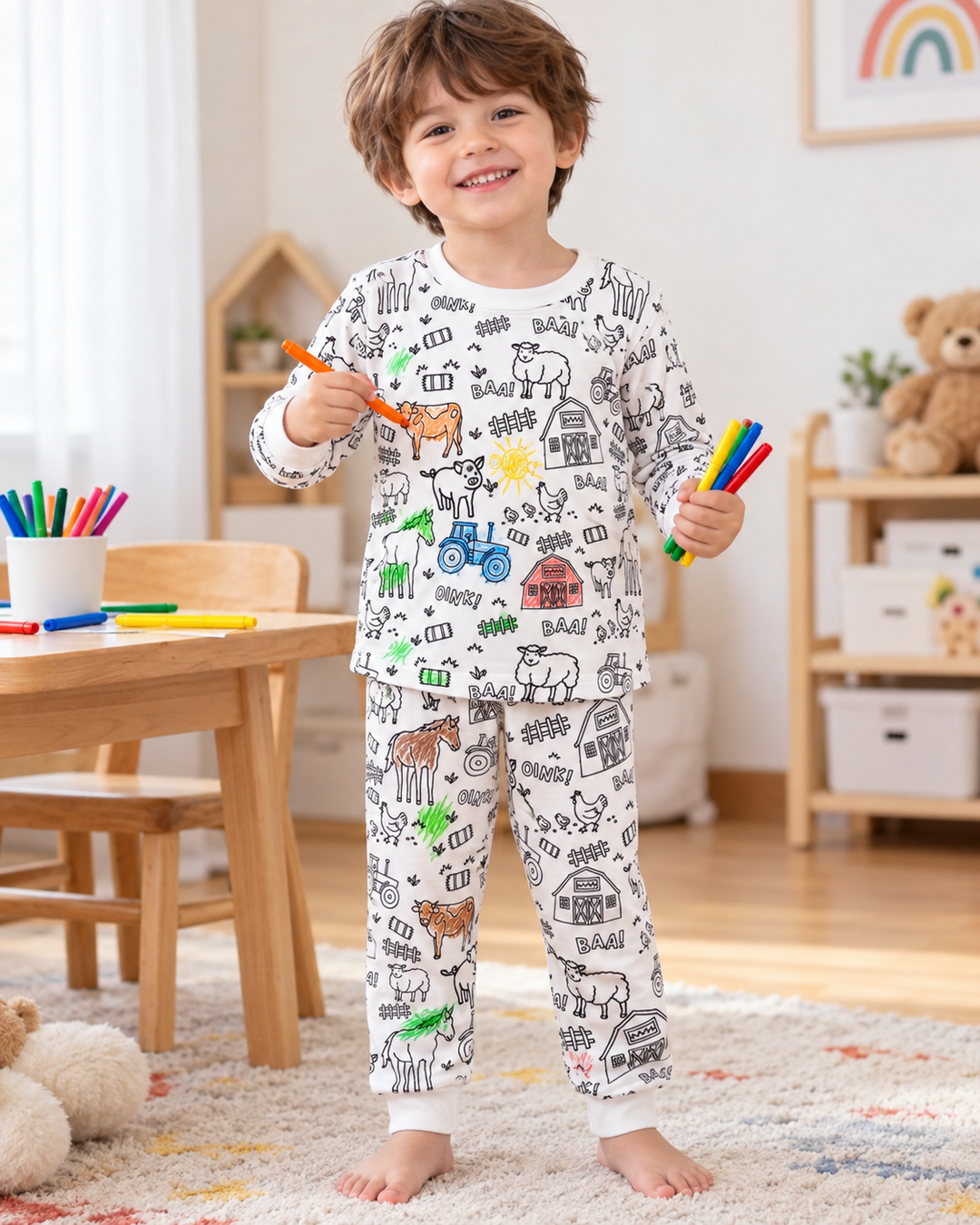All Colorable Bamboo Two Piece Long Sleeve Pajama Set
