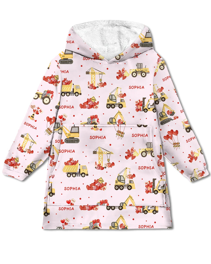 Personalisierter Name Valentinstag Trucks Family Matching Bambus Decken-Hoodie