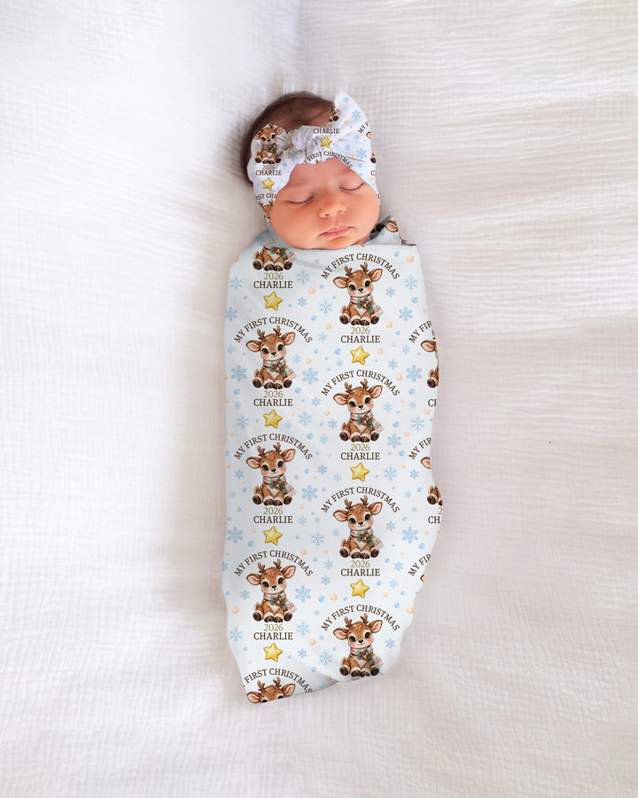 Baby Reindeer Gift swaddle blanket