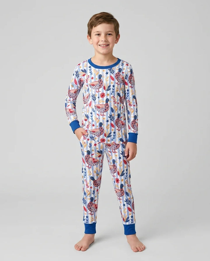 Zweiteiliges Langarm-Pyjama-Set mit Sommerfrüchten
