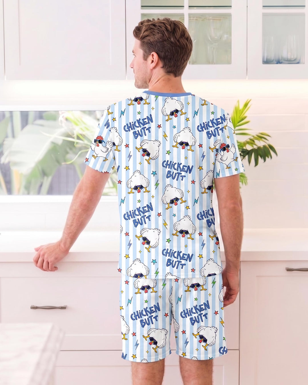 Guess What? Chicken Butt! Bamboo Men Short Sleeve Short Pajama Set