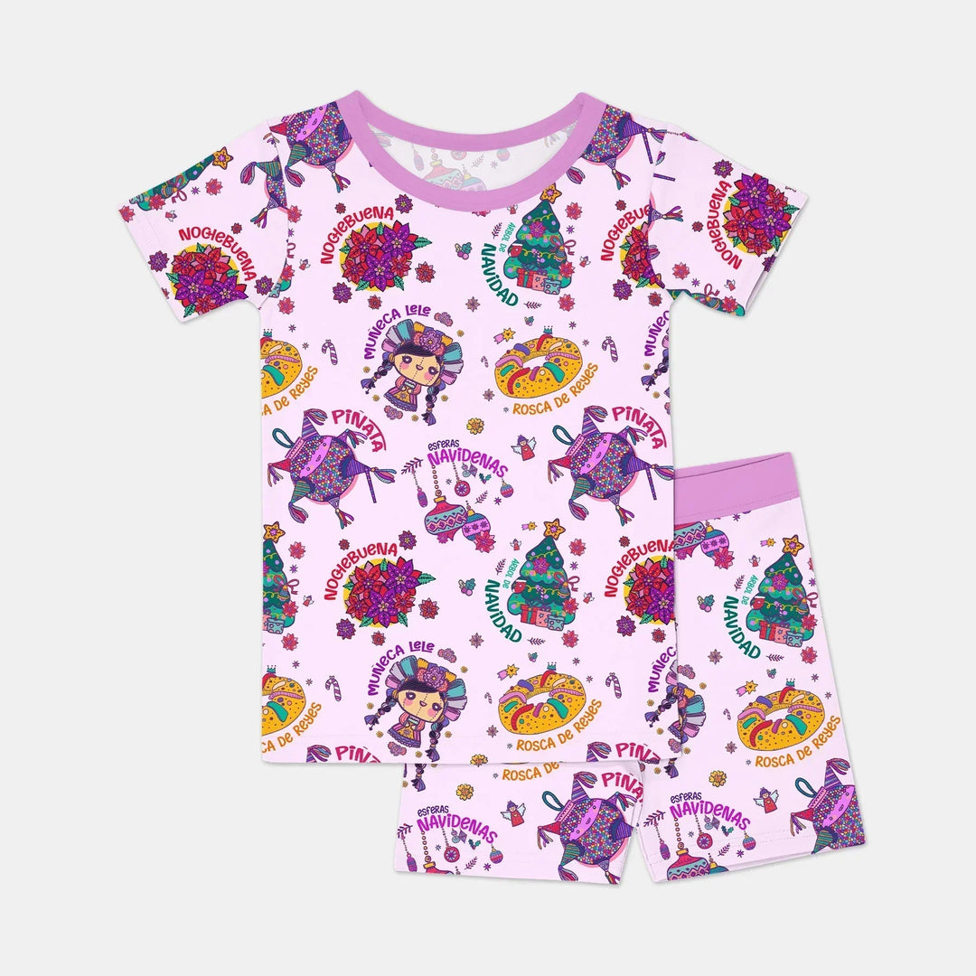 Template Zweiteiliges Pyjama-Set mit kurzen Ärmeln und Shorts