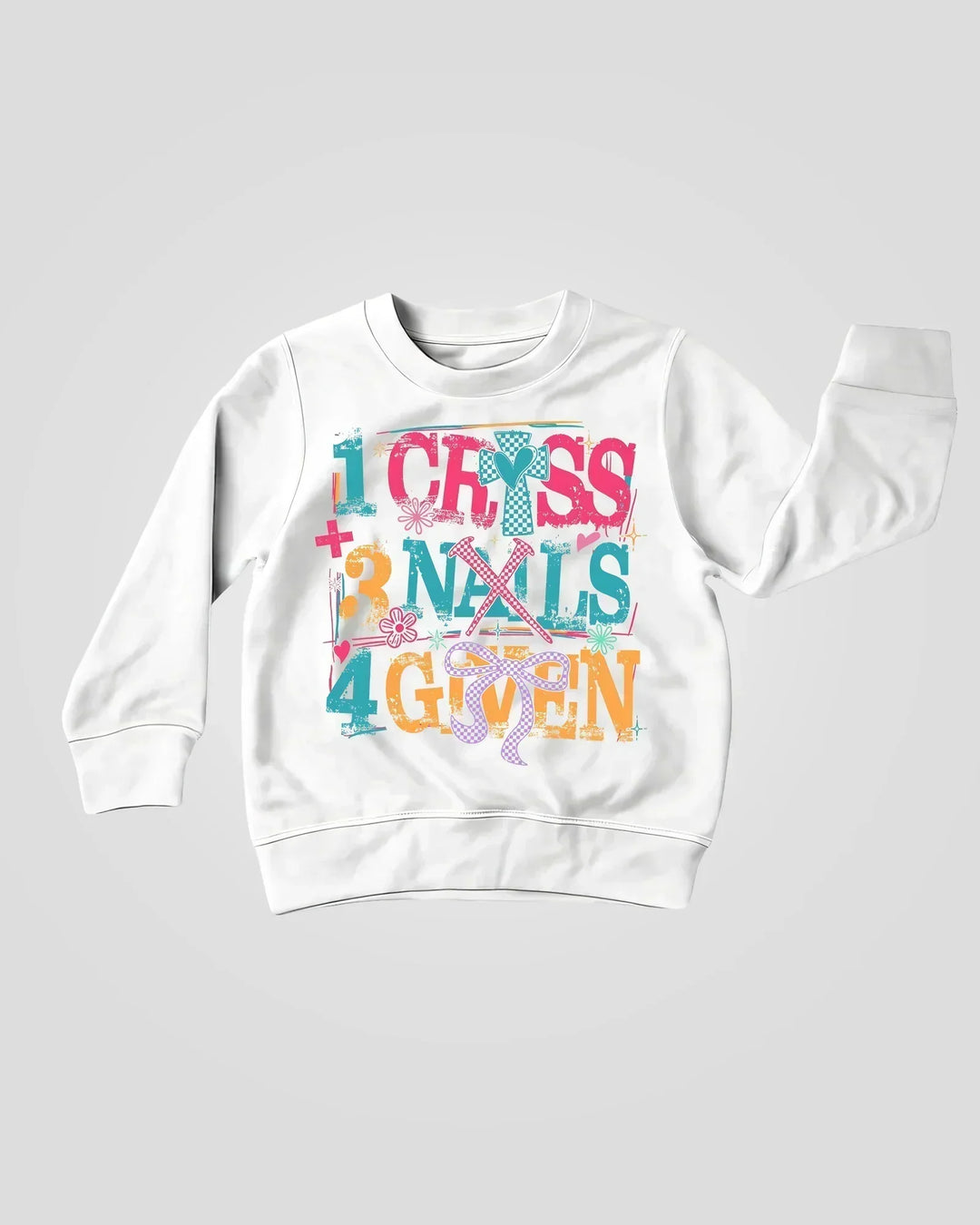 1 Cross 3 Nägel 4 Gegeben Bambus Rundhals-Sweatshirt