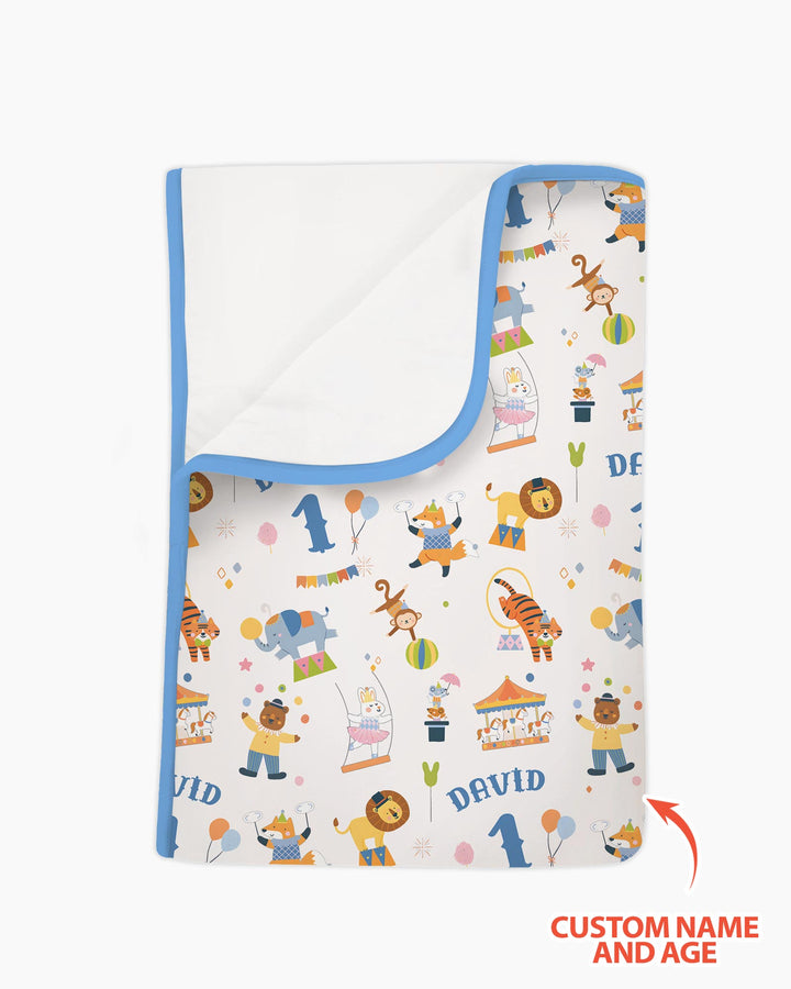 Custom Name Birthday Circus Bamboo Blanket